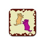 Cute Kittens Rubber Coaster (Square)