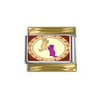 Cute Kittens Gold Trim Italian Charm (9mm)