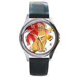 Sitting cat 2 Round Metal Watch