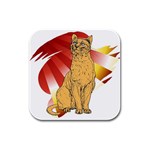 Sitting cat 2 Rubber Square Coaster (4 pack)