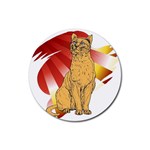 Sitting cat 2 Rubber Round Coaster (4 pack)