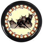 Maine coone kittens Wall Clock (Black)