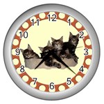 Maine coone kittens Wall Clock (Silver)