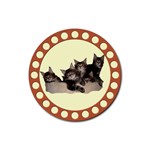 Maine coone kittens Rubber Round Coaster (4 pack)