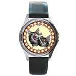 Yawning kitten Round Metal Watch