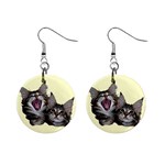 Yawning kitten 1  Button Earrings