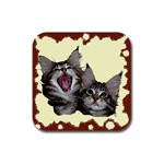 Yawning kitten Rubber Square Coaster (4 pack)