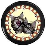 Yawning kitten Wall Clock (Black)