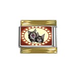 Yawning kitten Gold Trim Italian Charm (9mm)