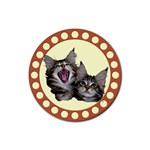 Yawning kitten Rubber Round Coaster (4 pack)