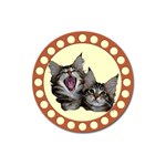 Yawning kitten Magnet 3  (Round)