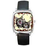 Yawning kitten Square Metal Watch