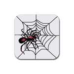 Spider in web Rubber Coaster (Square)