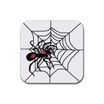 Spider in web Rubber Square Coaster (4 pack)