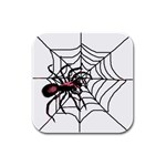 Spider in web Rubber Square Coaster (4 pack)