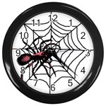 Spider in web Wall Clock (Black)