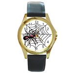 Spider in web Round Gold Metal Watch