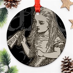 Alice In Wonderland Grunge Alice Round Ornament (Two Sides) from ArtsNow.com Back