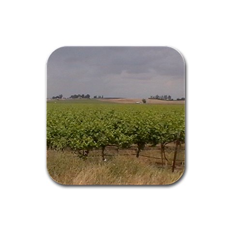 Vineyard Under the Clouds Rubber Square Coaster (4 pack) from ArtsNow.com Front