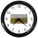 Vineyard Under the Clouds Wall Clock (Black)