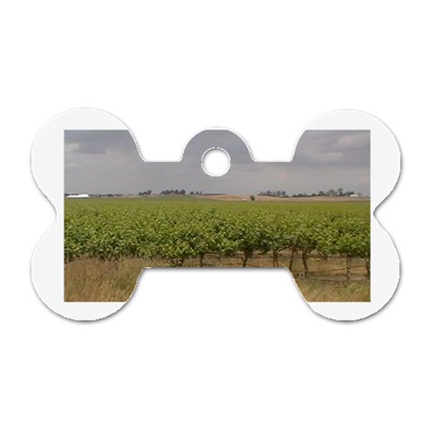 Vineyard Under the Clouds Dog Tag Bone (Two Sides) from ArtsNow.com Front