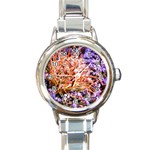  Purple Baby s Breath and Dried Orange Protea  by Ruth Edward Anderson - Round Italian Charm Watch