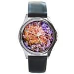  Purple Baby s Breath and Dried Orange Protea  by Ruth Edward Anderson - Round Metal Watch