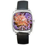 Purple Baby s Breath and Dried Orange Protea  by Ruth Edward Anderson - Square Metal Watch