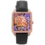  Purple Baby s Breath and Dried Orange Protea  by Ruth Edward Anderson - Rose Gold Leather Watch 
