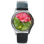 Pink Geranium - Ruth E Anderson -  Round Metal Watch