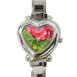 Pink Geranium - Ruth E Anderson -  Heart Italian Charm Watch