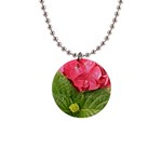 Pink Geranium - Ruth E Anderson -  1  Button Necklace
