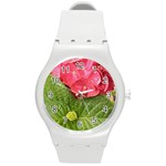 Pink Geranium - Ruth E Anderson -  Round Plastic Sport Watch Medium