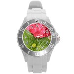 Pink Geranium - Ruth E Anderson -  Round Plastic Sport Watch Large