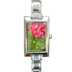 Pink Geranium - Ruth E Anderson -  Rectangular Italian Charm Watch