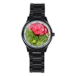 Pink Geranium - Ruth E Anderson -  Men s Stainless Steel Round Dial Analog Watch