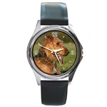 Use Your Dog Photo Airedale Terrier Round Metal Watch