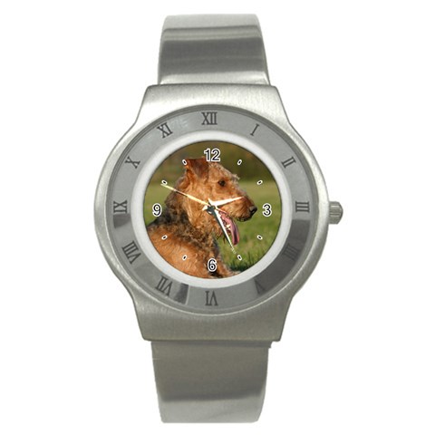 Use Your Dog Photo Airedale Terrier Stainless Steel Watch from ArtsNow.com Front