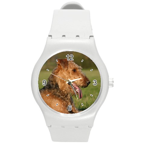 Use Your Dog Photo Airedale Terrier Round Plastic Sport Watch Medium from ArtsNow.com Front
