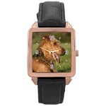 Use Your Dog Photo Airedale Terrier Rose Gold Leather Watch 