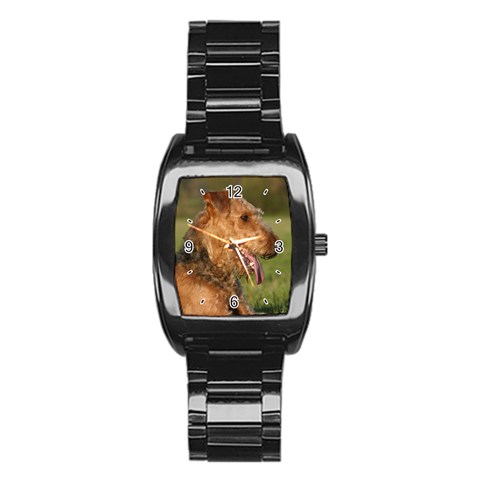 Use Your Dog Photo Airedale Terrier Men s Stainless Steel Barrel Analog Watch from ArtsNow.com Front