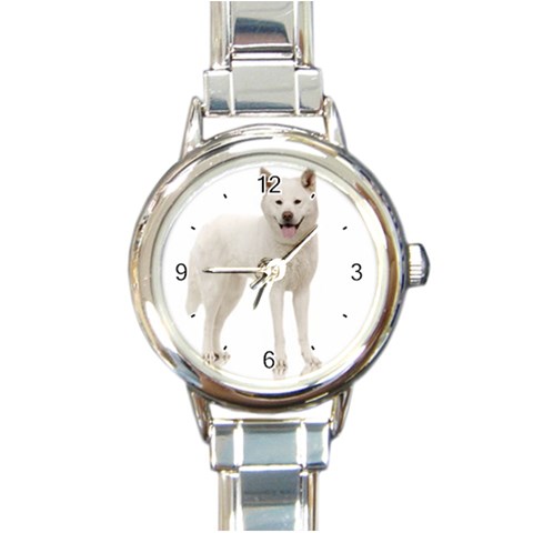 Use Your Dog Photo Akita Round Italian Charm Watch from ArtsNow.com Front