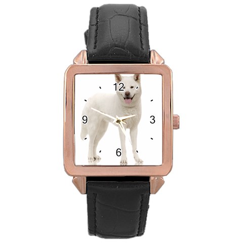 Use Your Dog Photo Akita Rose Gold Leather Watch  from ArtsNow.com Front