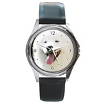 Use Your Photo American Eskimo Dog Round Metal Watch