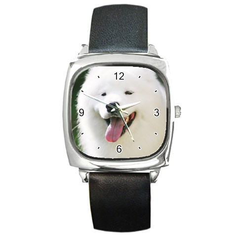 Use Your Photo American Eskimo Dog Square Metal Watch from ArtsNow.com Front
