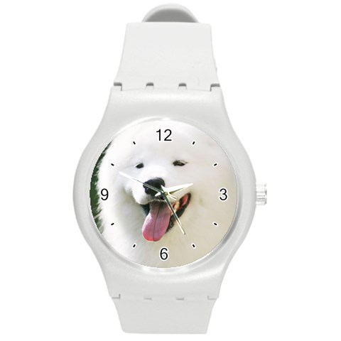 Use Your Photo American Eskimo Dog Round Plastic Sport Watch Medium from ArtsNow.com Front