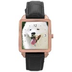 Use Your Photo American Eskimo Dog Rose Gold Leather Watch 