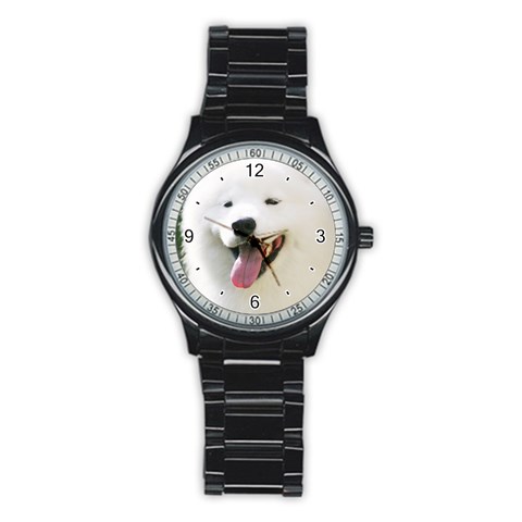 Use Your Photo American Eskimo Dog Men s Stainless Steel Round Dial Analog Watch from ArtsNow.com Front