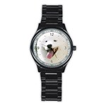 Use Your Photo American Eskimo Dog Men s Stainless Steel Round Dial Analog Watch