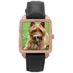 Use Your Dog Photo Australian Terrier Rose Gold Leather Watch 